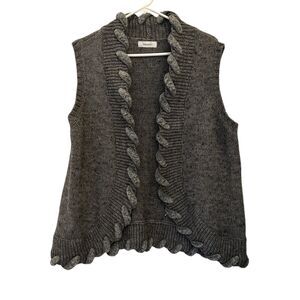 Dressbarn Dark Grey Open Boho Artsy‎ Wool Blend Knit Sweater Vest Size 18/20